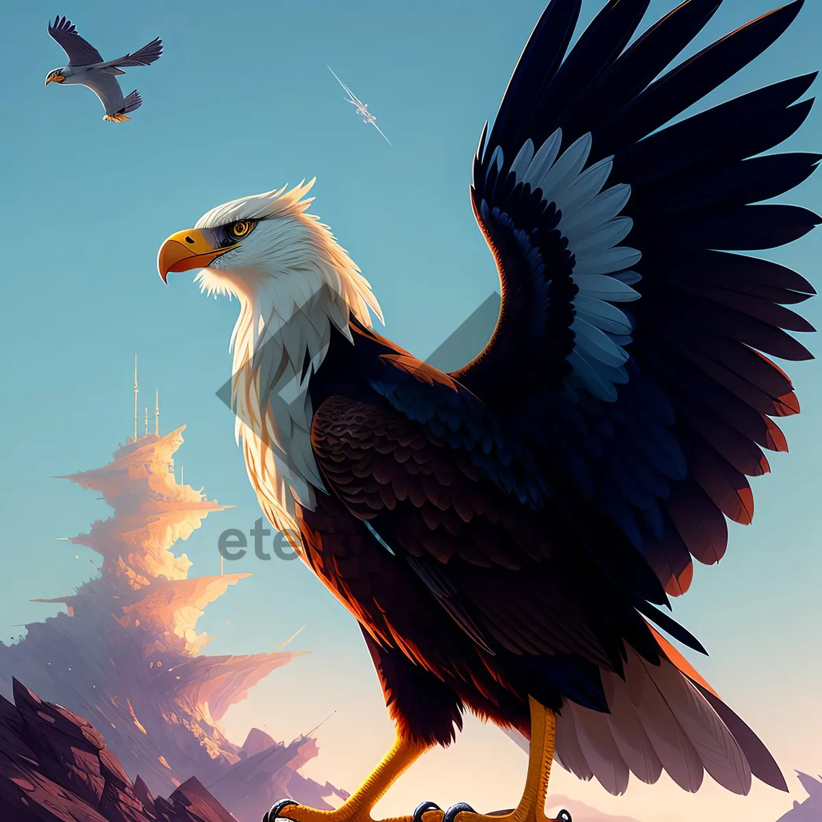 Picture of Majestic Bald Eagle Soaring in the Wild