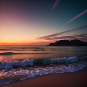 Golden Horizon: Serene Sunset on Beach