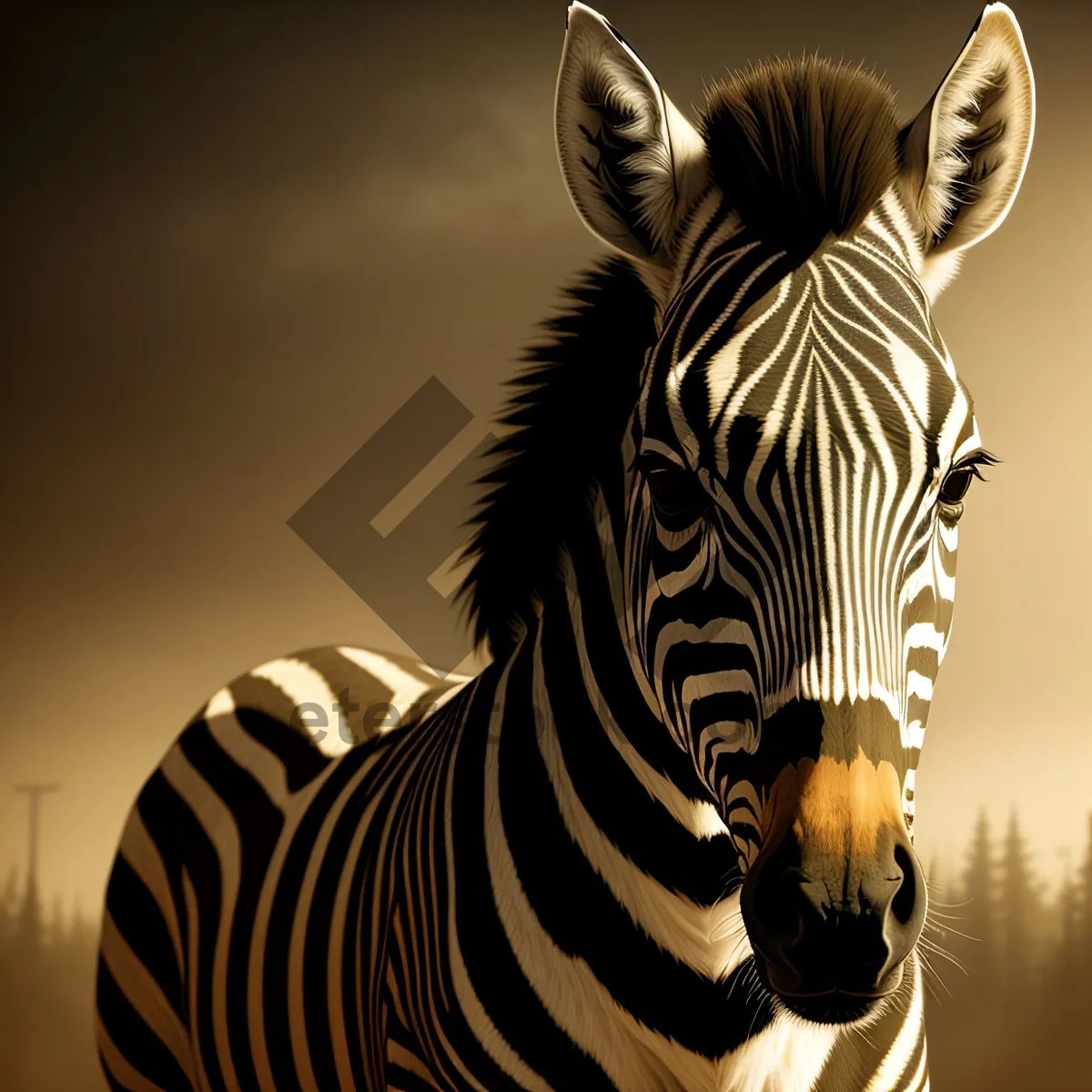 Picture of Striped Zebra Grazing in South African Safari