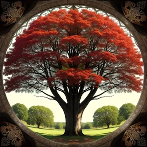 Autumn Maple Trees in Park Landscape