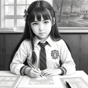 Smiling Businesswoman Working on Laptop in Office