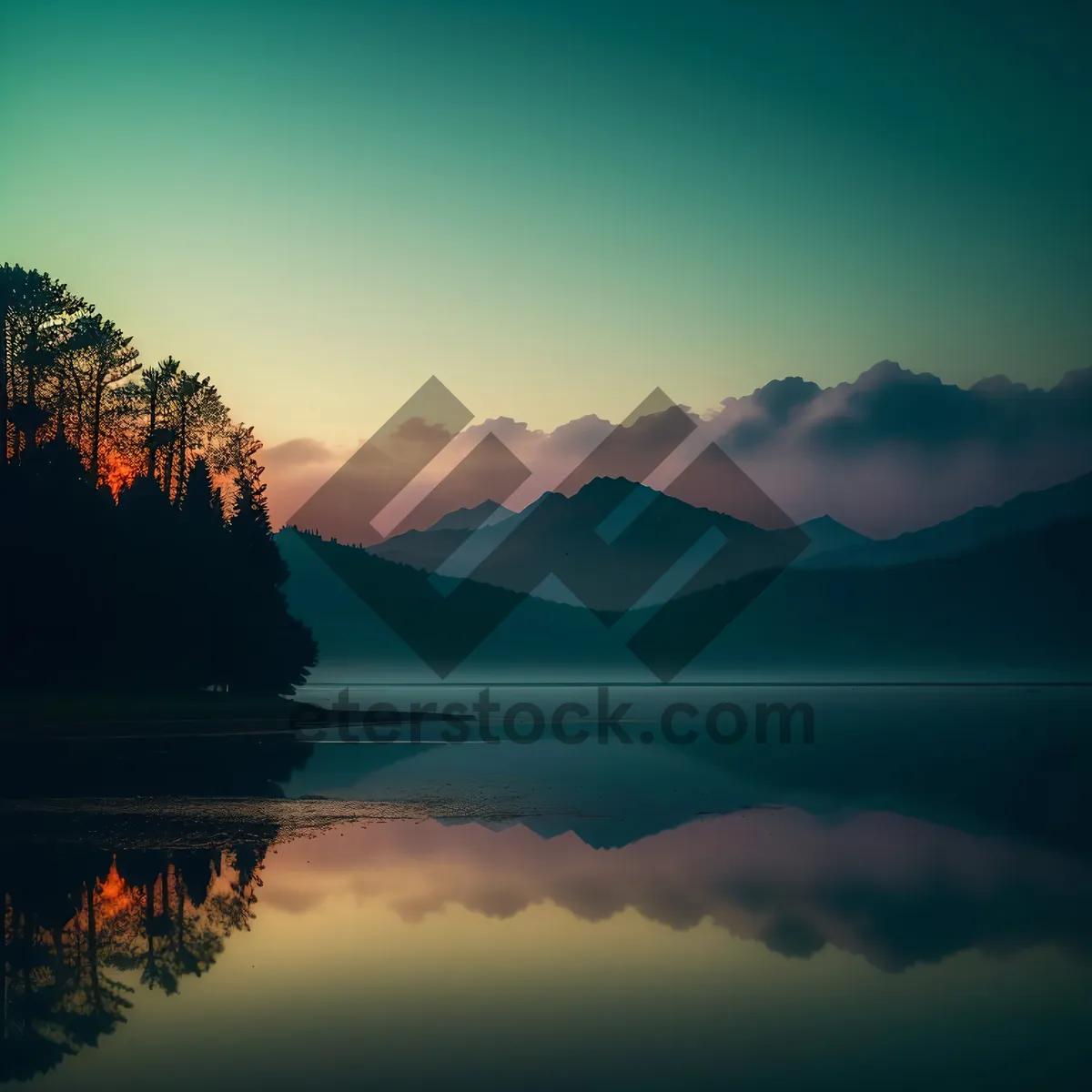 Picture of Golden Horizon: A Serene Sunset over the Ocean