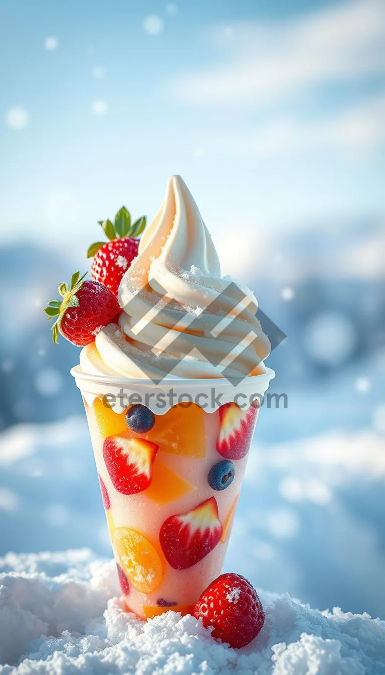 Picture of Berry Ice Cream Cone Dessert with Fresh Fruit