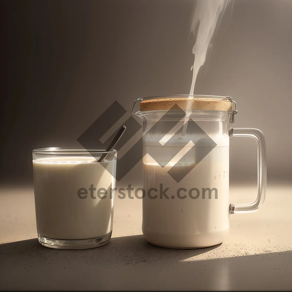 Picture of Steamy Espresso in Glass Mug with Saucer