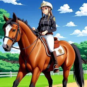 Elite Equestrian Polo Match: Graceful Stallion and Skilled Rider