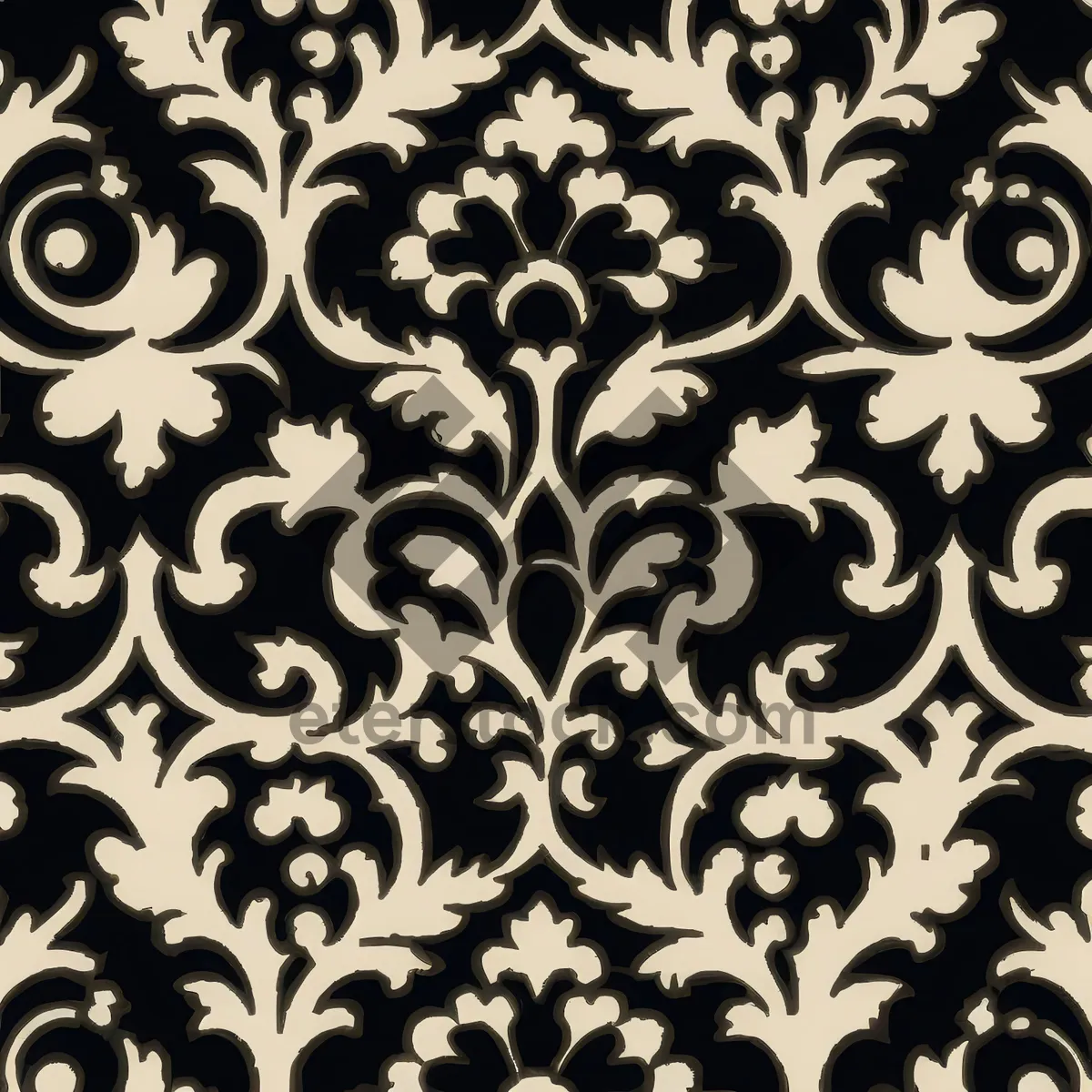 Picture of Black floral seamless pattern wallpaper design.