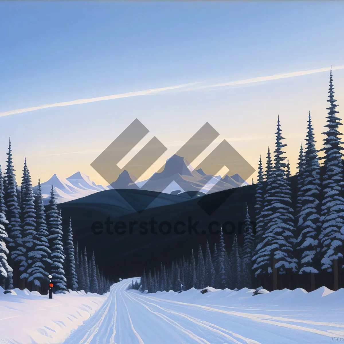 Picture of Winter Wonderland: Alpine Skiing in Snowy Mountain Landscape
