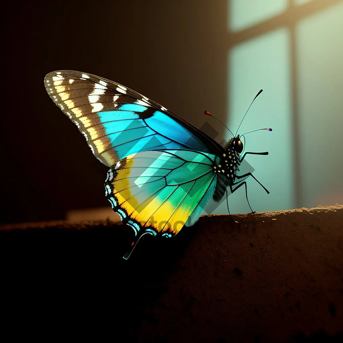 Picture of Colorful Monarch Butterfly Wings Resting on Flower