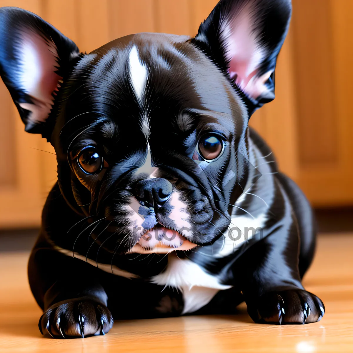 Picture of Cute Terrier Bulldog Puppy with Wrinkles