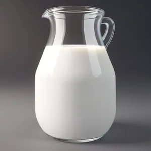 Transparent Glass Water Jug with Milk Label