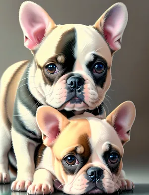 Cute Wrinkled Terrier Puppy Sitting in Studio