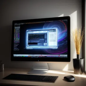 Modern Desktop Computer Screen Display with Keyboard