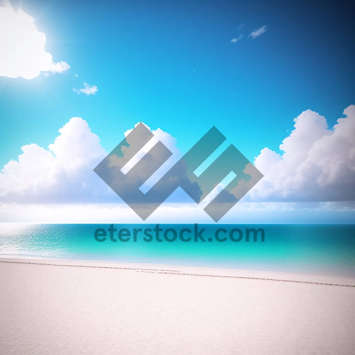 Picture of Vibrant Coastal Tropical Paradise with Blue Sky