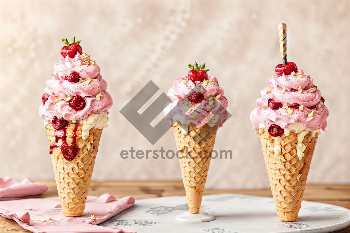 Picture of Delicious Strawberry Ice Cream in Jar