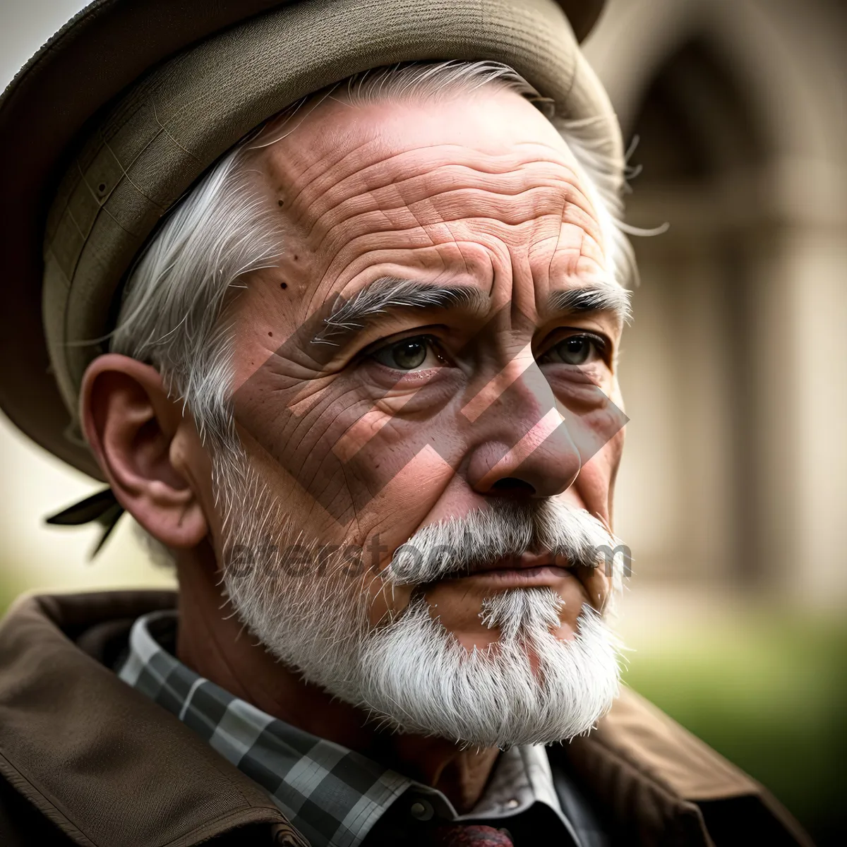 Picture of Smiling Senior Citizen with Gray Beard