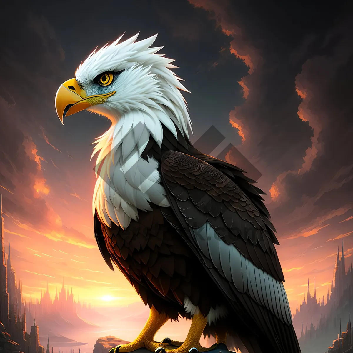 Picture of Bald Eagle soaring with majestic wingspan