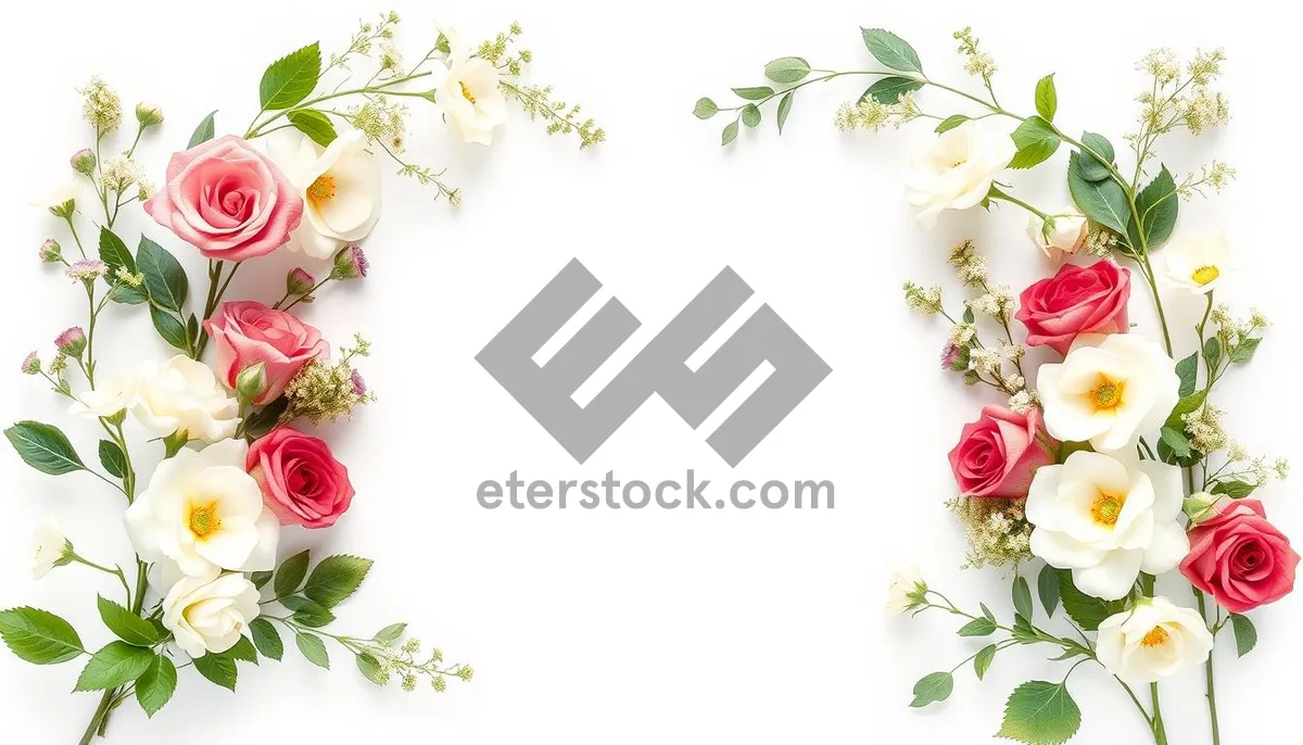 Picture of Floral Leaf Design Element with Grunge Border