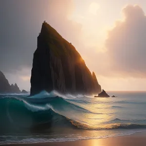 Serene Sands and Majestic Cliffs Along Coastal Bay