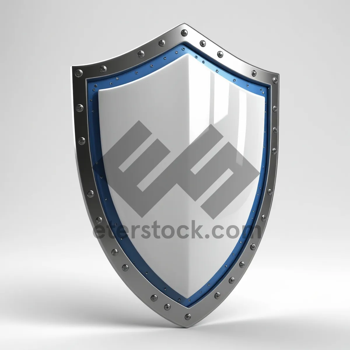 Picture of Silver shiny glossy shield icon emblem design.