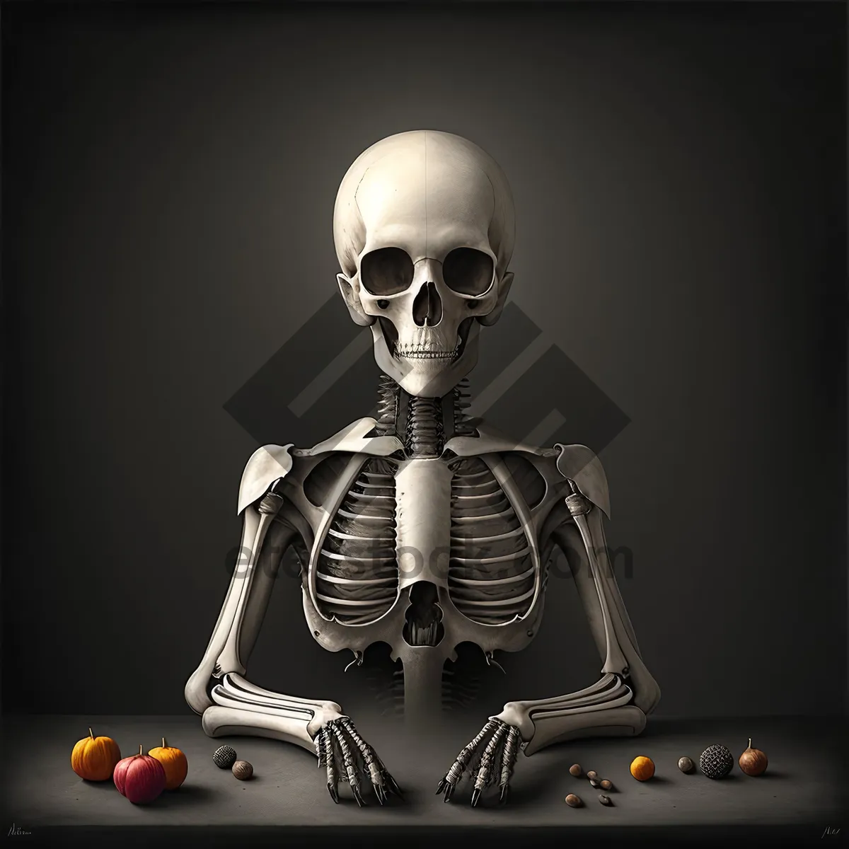 Picture of Spooky Skeleton Bust Sculpture: An Eerie Art Piece Depicting Bone Anatomy