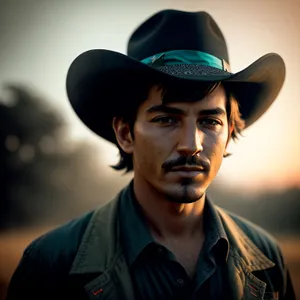 Happy Cowboy Man in Black Hat