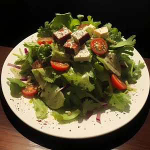 Delicious Gourmet Vegetable Salad with Cheese and Tomatoes