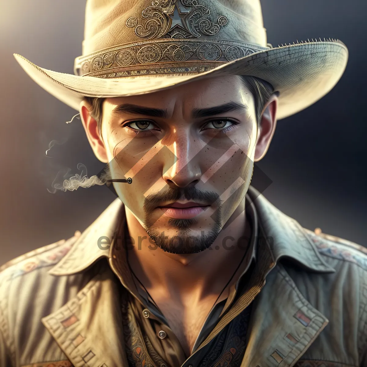 Picture of Stylish Male Model in Black Cowboy Hat