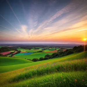 Breezy Meadows: Serene Countryside Under Sunny Skies