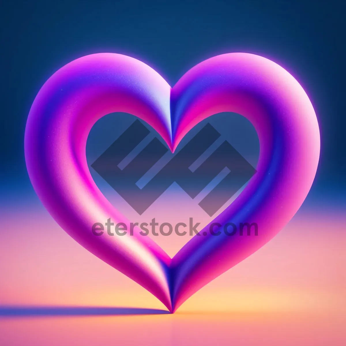 Picture of Colorful Heart Shape Icon with Creative Wave Element