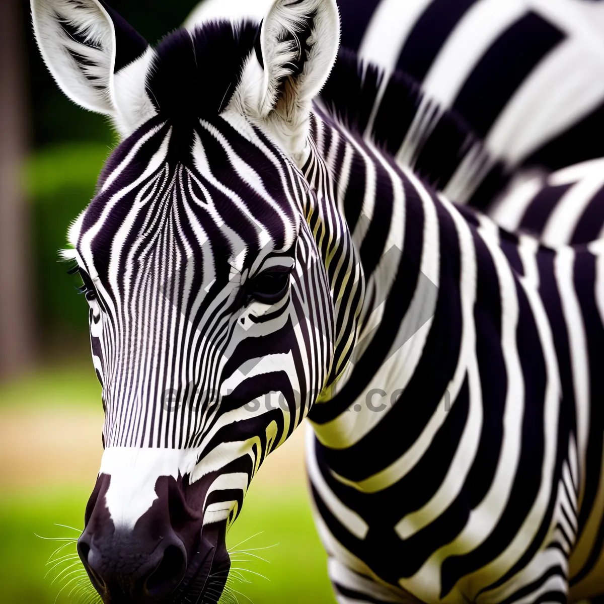 Picture of Striped Equine Beauty Grazing in African Grasslands