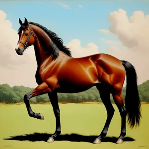 Graceful Thoroughbred Stallion in Gallop