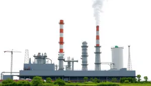 Industrial Smokestack Tower Emitting Pollution Clouds