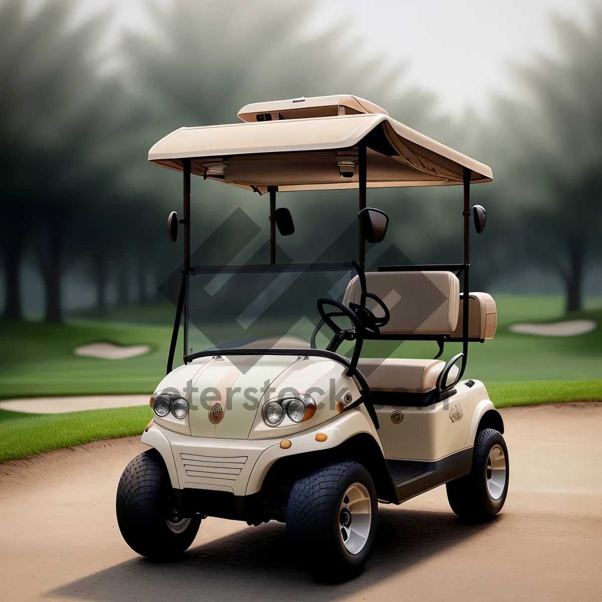 Picture of Golf Cart on Green Course