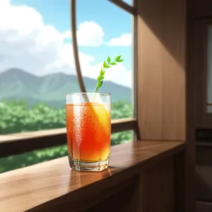 Tropical Orange Juice refreshment in a glass with ice