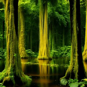 Tranquil Waterside Beauty - A Serene Forest Oasis