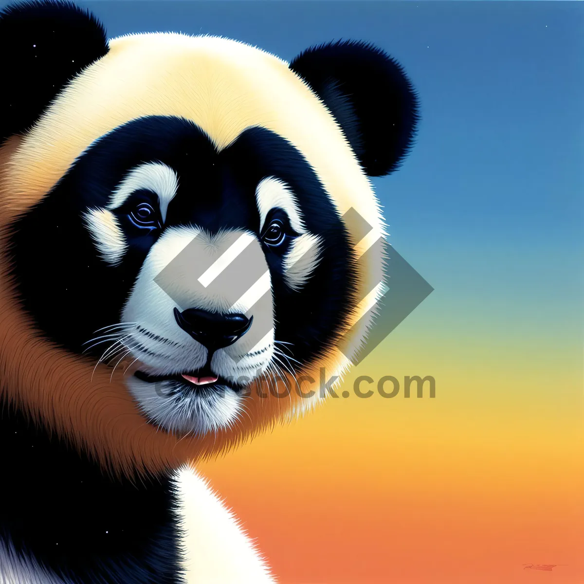 Picture of Cute Wild Bear: Giant Panda with Black Fur