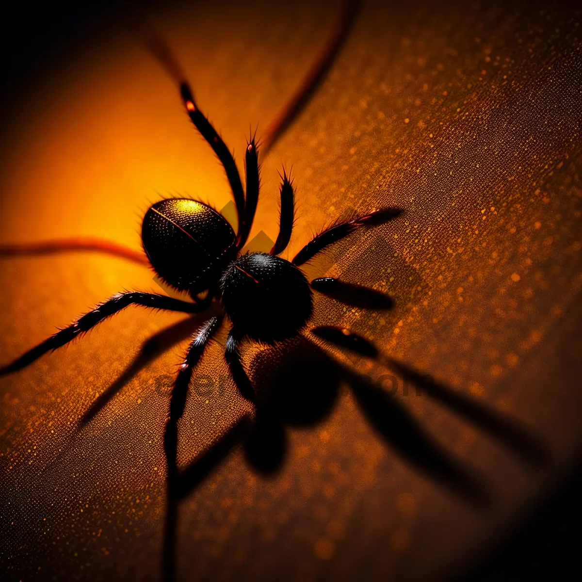 Picture of Black Widow Spider Close-up: Wildlife Arachnid in Intricate Web