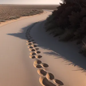 Serenity on the Shoreline: Sunset over a Sandy Beach