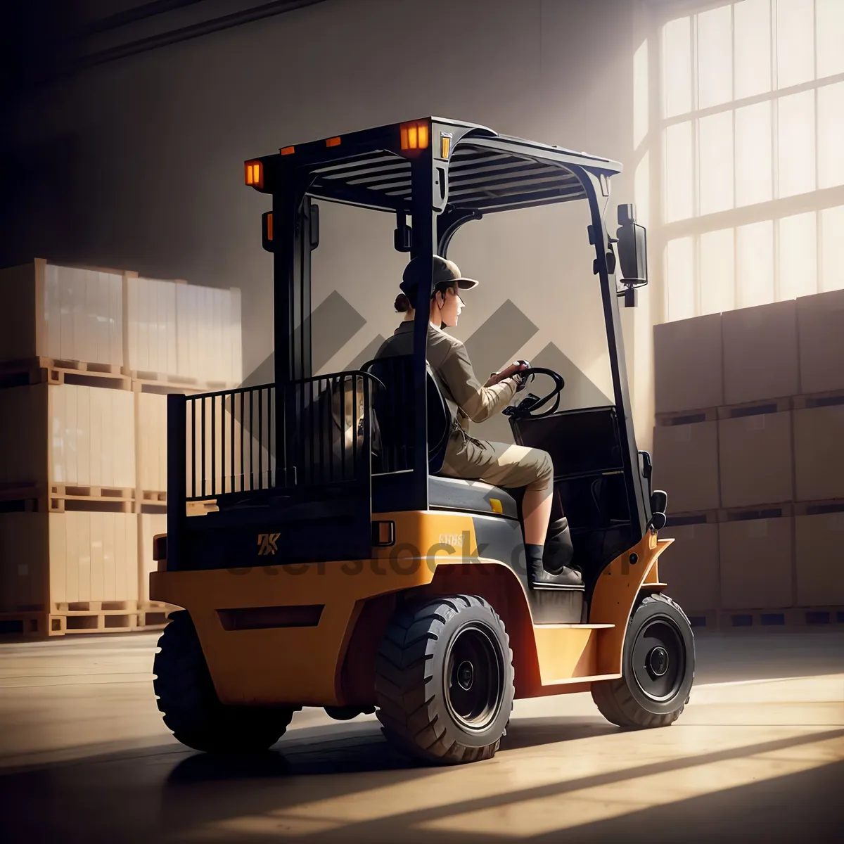 Picture of Heavy-duty Forklift in Industrial Warehouse