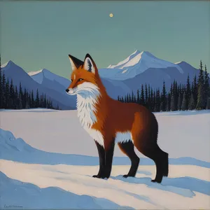 Winter Fox in Snowy Landscape