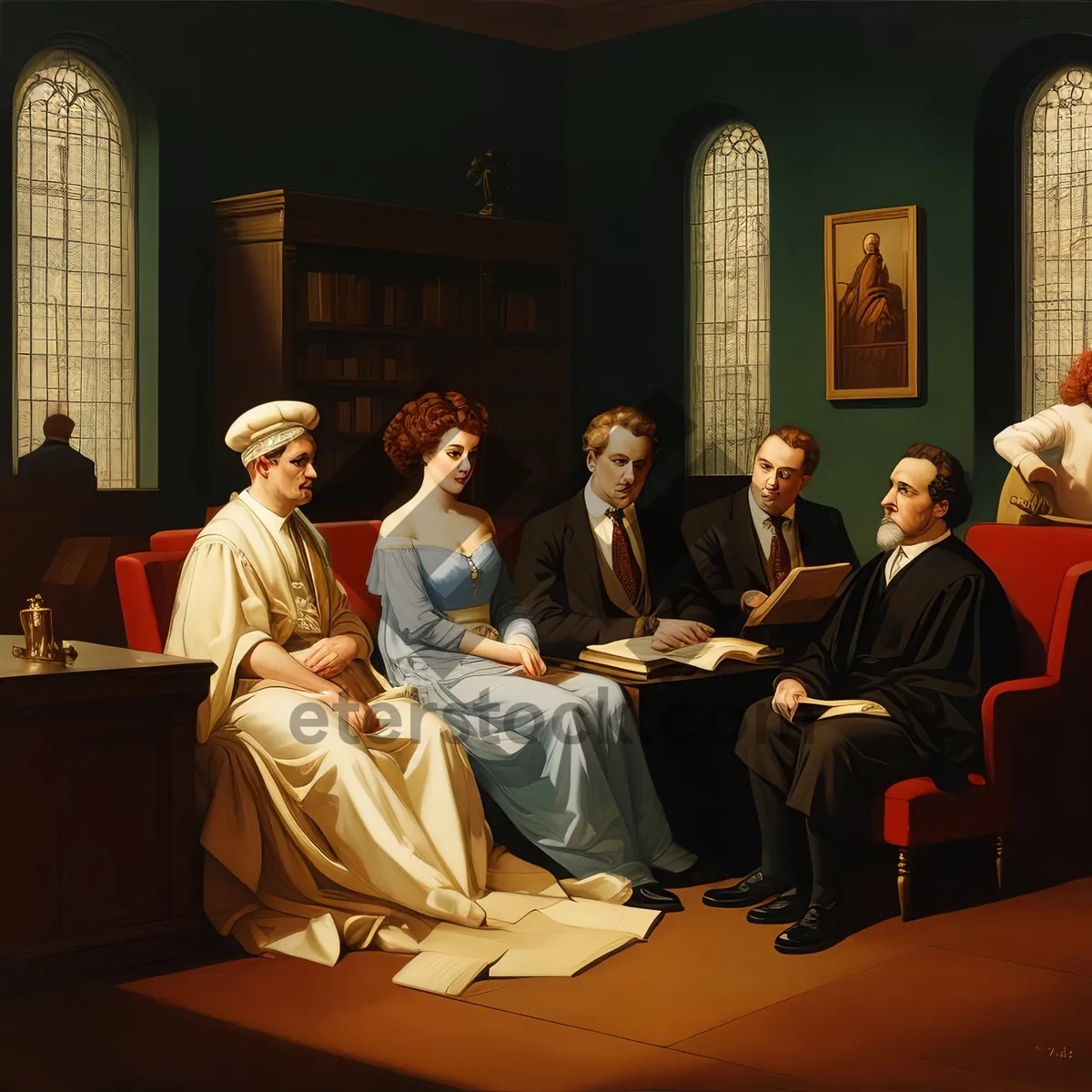 Picture of Business team working together at office desk on laptop.