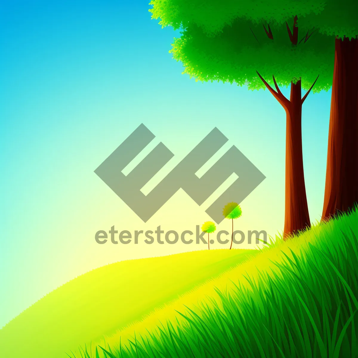Picture of Vibrant Summer Landscape with Cascading Greenery