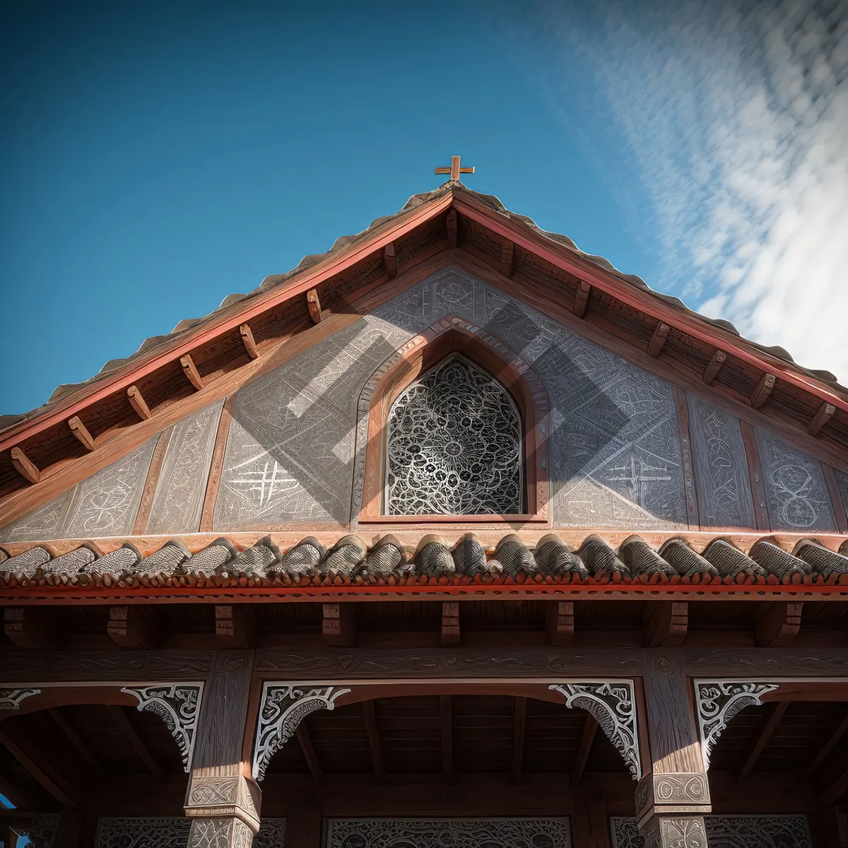 Picture of Ancient Tile Roof atop Historic City Church