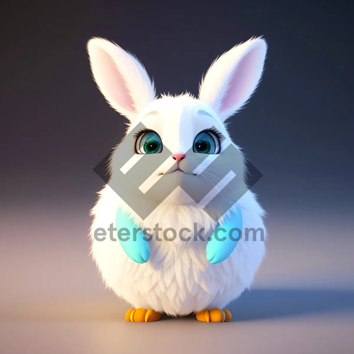 Picture of Fluffy Bunny Sitting, Watching, Adorable Portrait