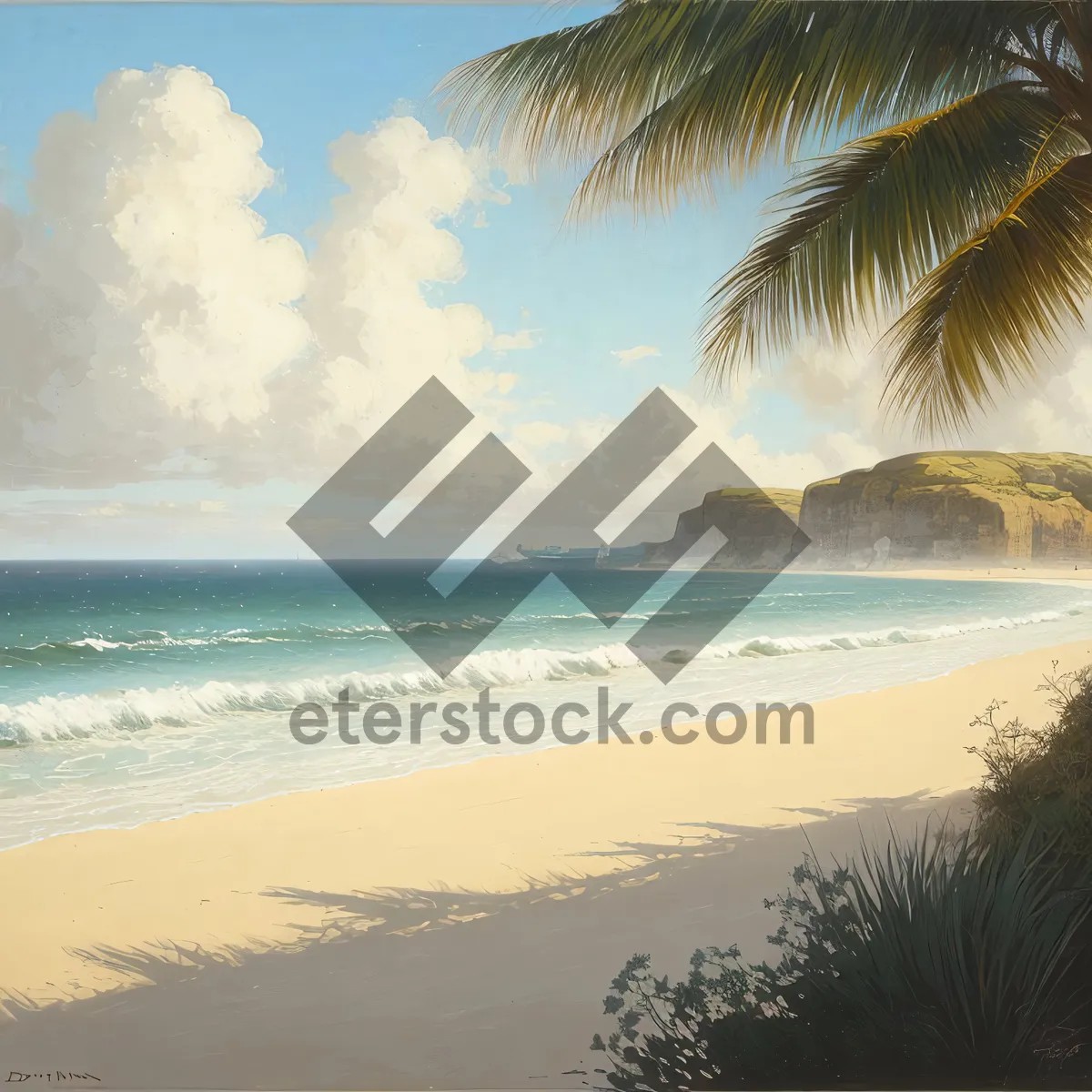Picture of Tropical Paradise: Serene Beach and Palm Trees