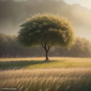 Golden Wheat Field Under Clear Summer Sky