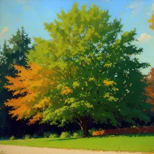 Vibrant Autumn Landscape with Maple Trees