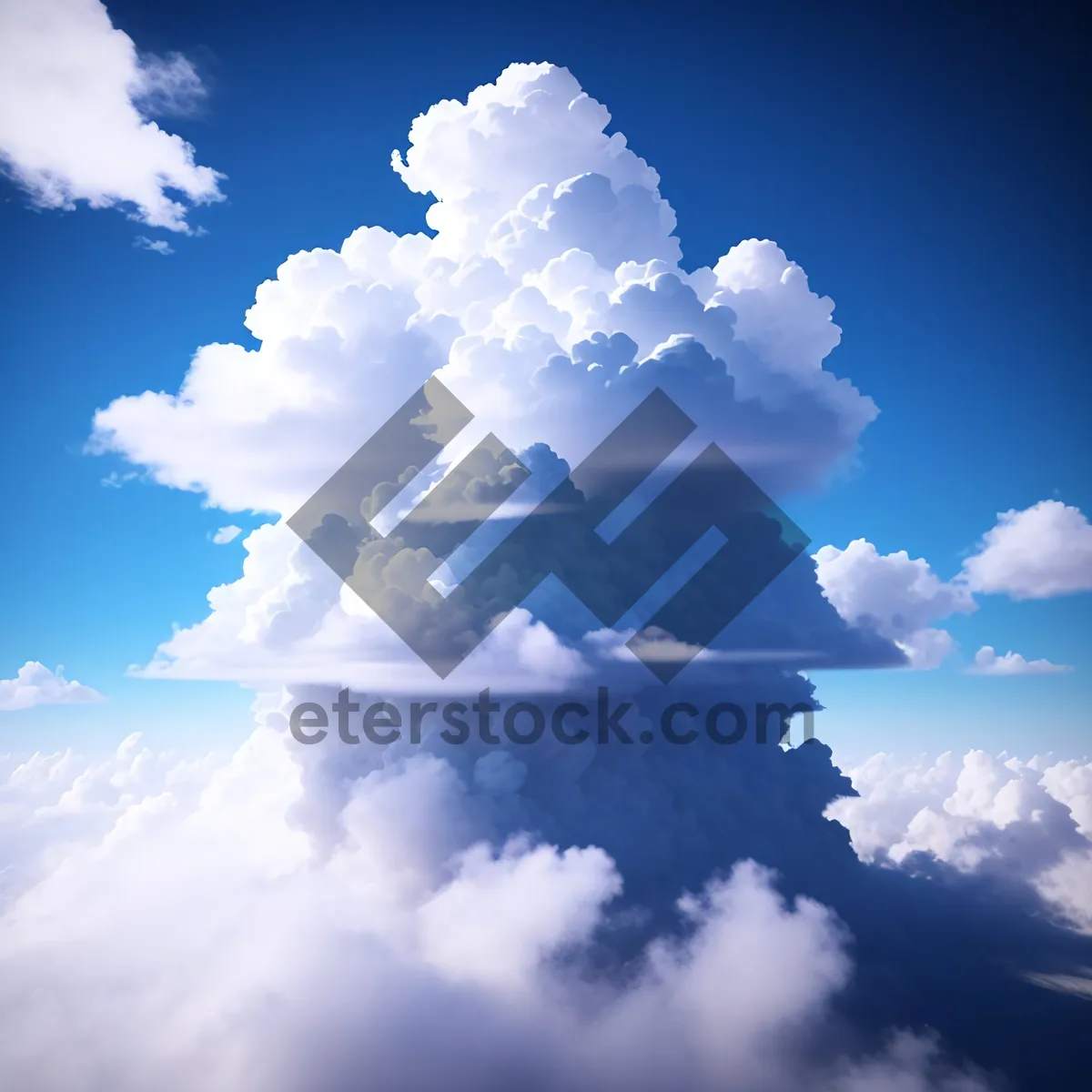 Picture of Serene Summer Sky with Fluffy Cumulus Clouds