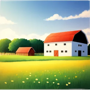 Serene Farmstead Under Summer Sky