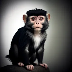 Mystic Primate: Cute Black-Faced Ape with Piercing Eyes